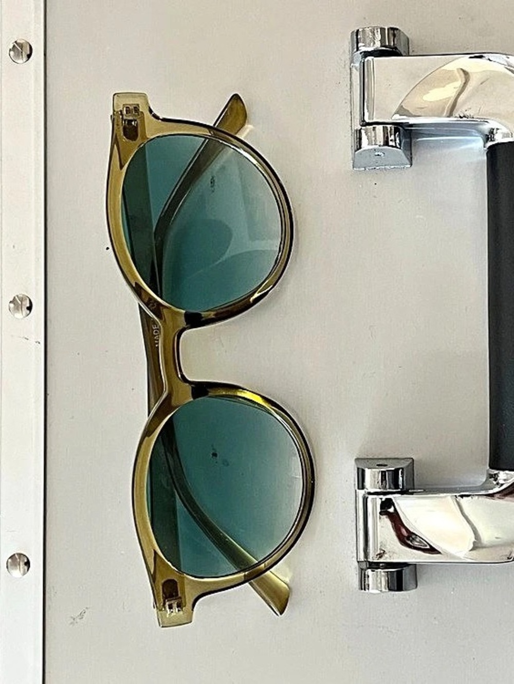 Round Blue Green & Gold Sunglasses